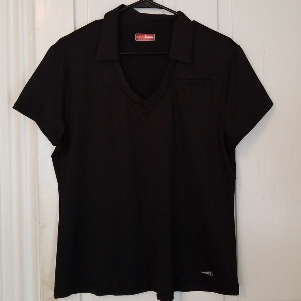 Black collared golf shirt